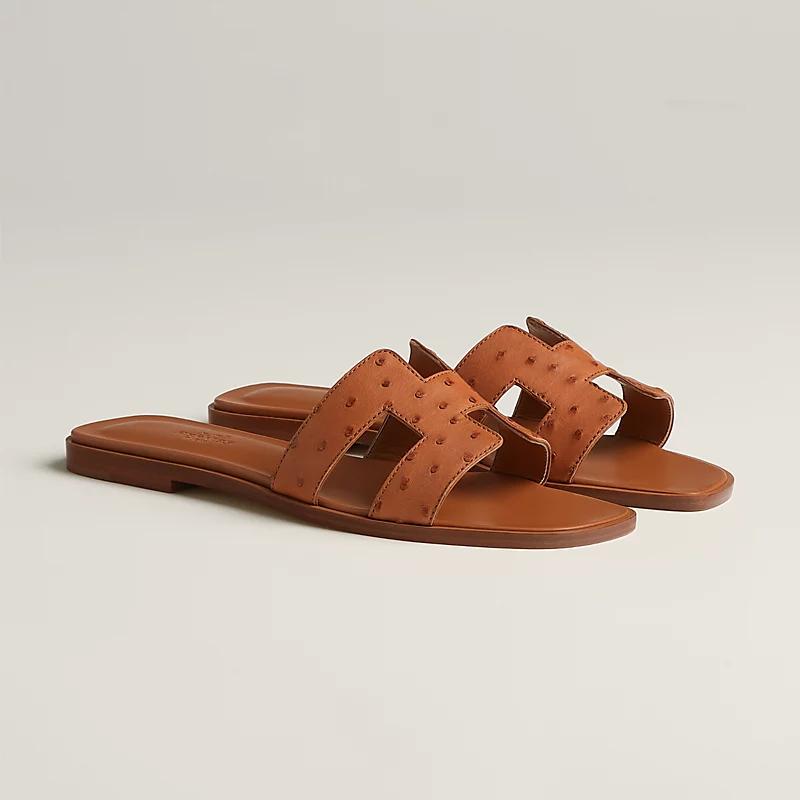 Giày Hermes Oran Sandal Nữ Nâu Họa Tiết